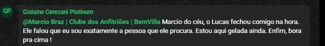 Mensagem de membro da mentoria: o proprietário fechou o contrato de gestão na hora — “eu sou exatamente a pessoa que ele procura”