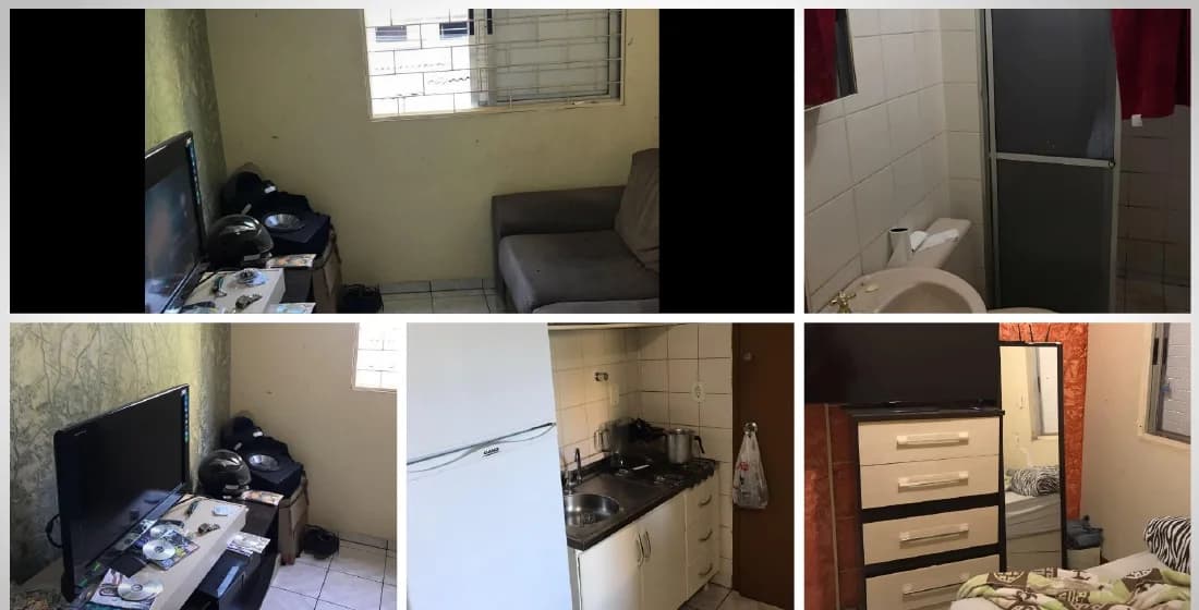 Fotos do apartamento antes: cômodos simples, sem preparação